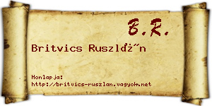 Britvics Ruszlán névjegykártya